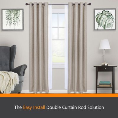 Kenney Fast Fit Easy Install Birkin 5/8 Inch Double Curtain Rod for Window Decoration