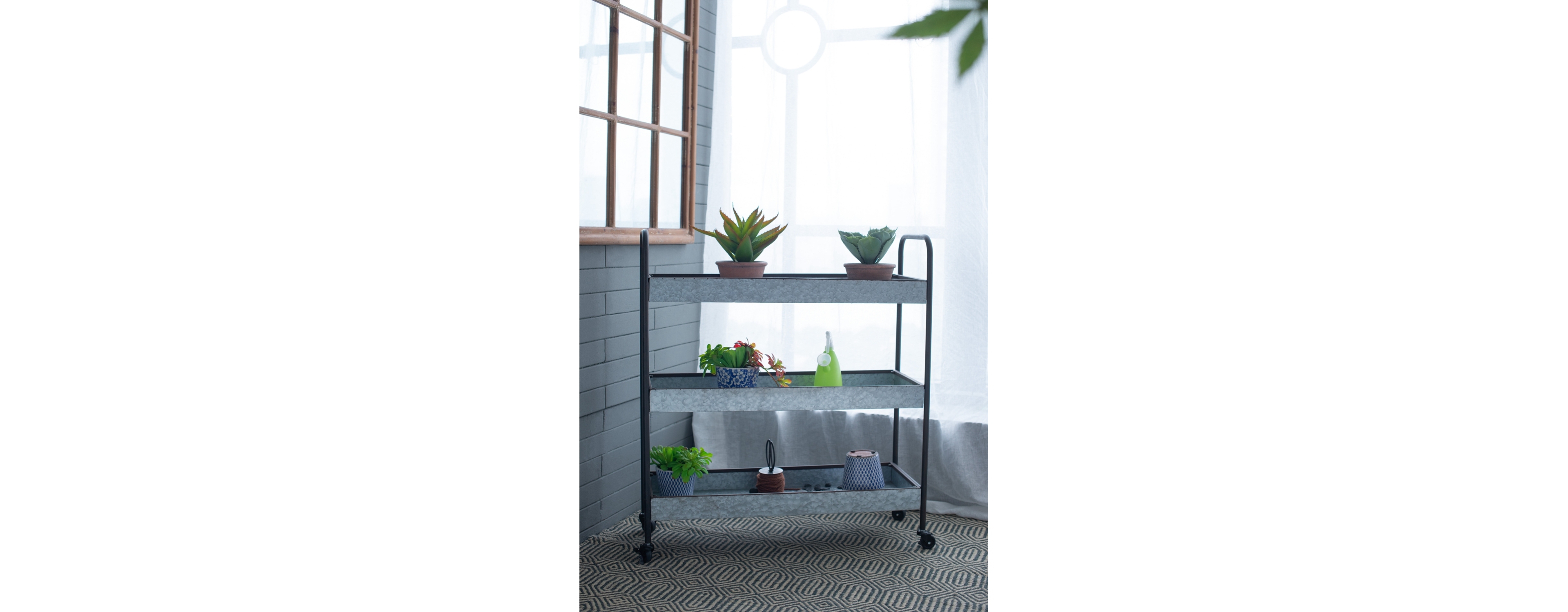 W2078 35x12.5x40" Homestead Galvanized Shelf Display 3-tier