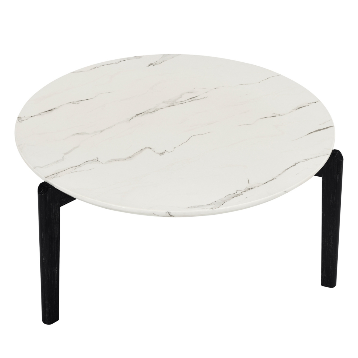 Streamdale Furniture Living Room Coffee Table: Modern and stylish 36 inch round small coffee table, imitation marble tabletop with rubber wood solid w