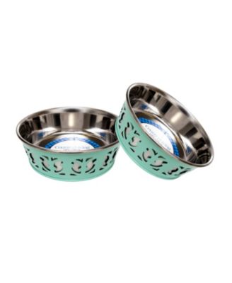 Set of 2 Stainless Steel Dog Bowls - Farmhouse Style, Durable & Non-Slip, Easy Clean Pet Feeder