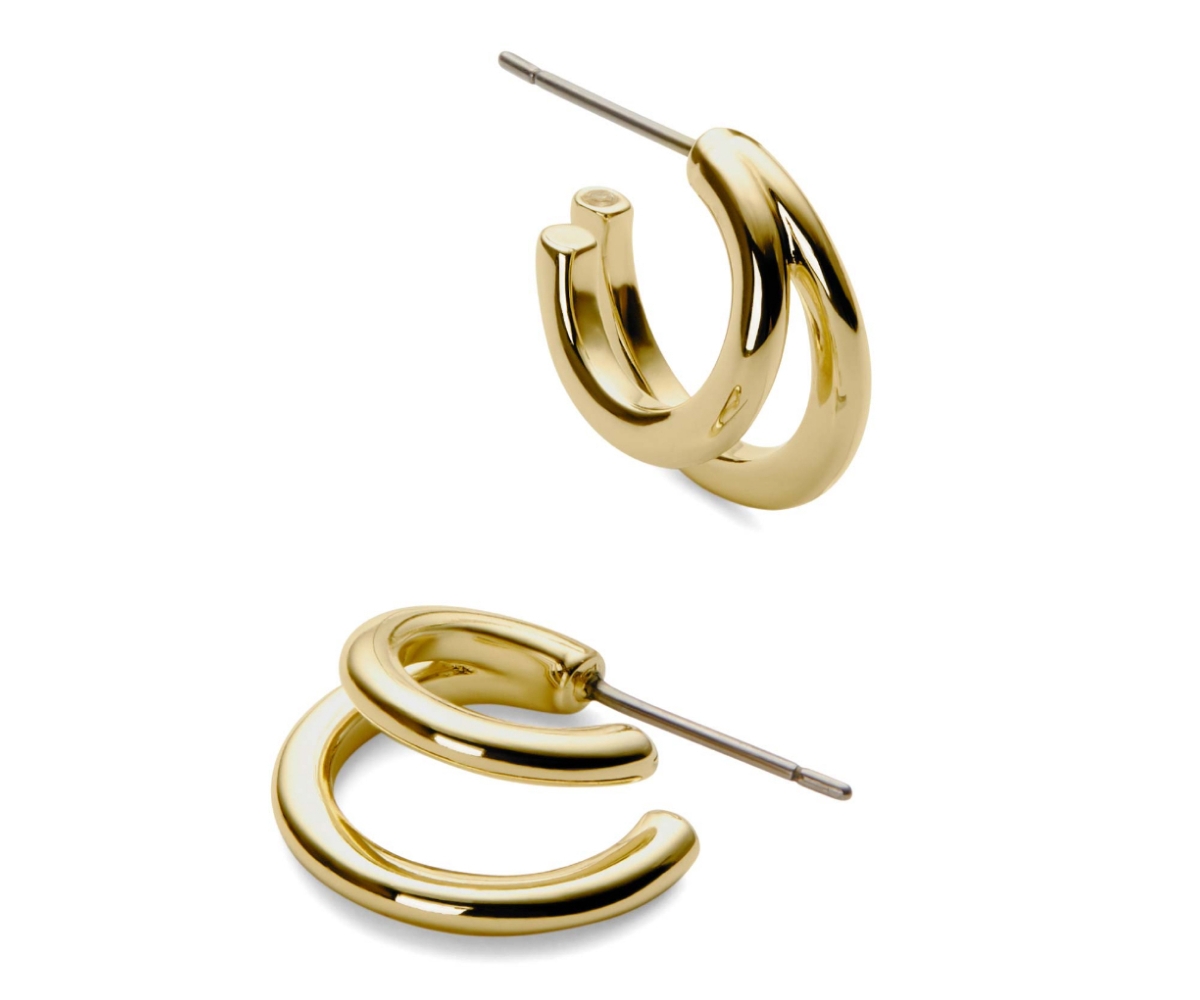 - Double Hoop Earrings - Scarlett - Gold, gold