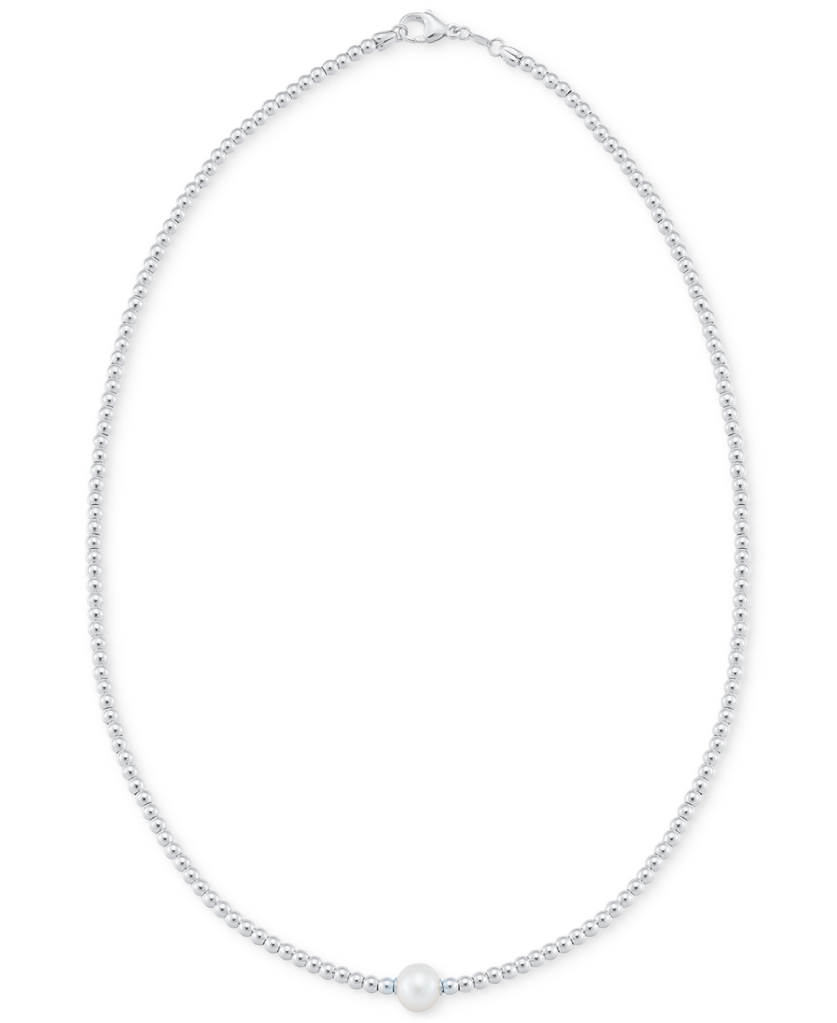 Macy's Cultured Freshwater Pearl (8-8.5mm) Stationed Bead Necklace In 14k Gold Over Sterling Silver, 18" Ma In Sterling Silver