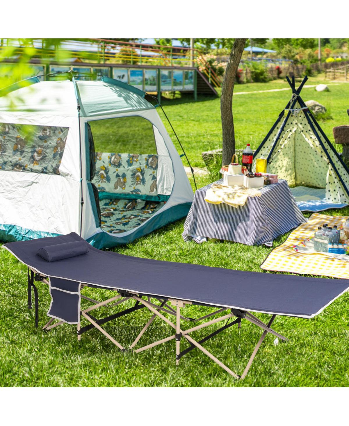 Slickblue Folding Camping Bed Outdoor Portable Cot for Sleeping, Hiking, and Travel with Bag & Pillow, 260 lbs Capacity