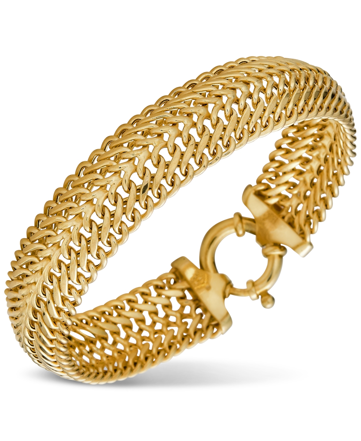 Woven Link Wide Chain Bracelet in 10k Gold - Yellow Gold