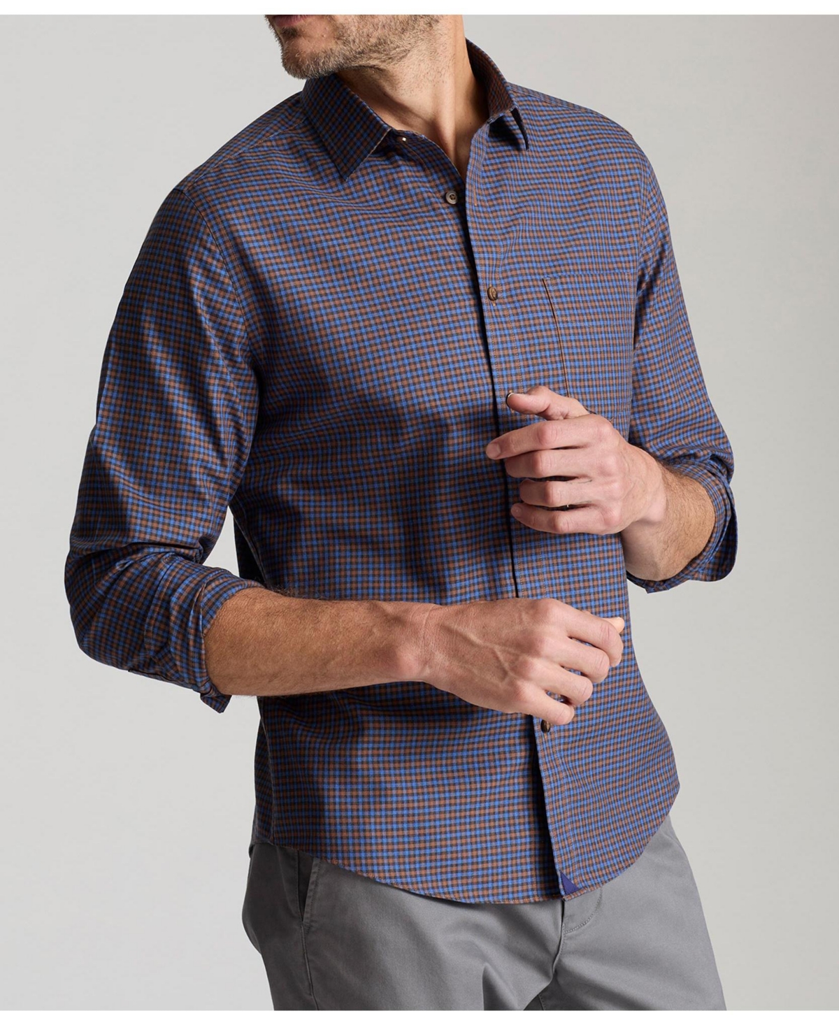 Men's Slim Fit Wrinkle-Free Knight Button Up Shirt - Brown