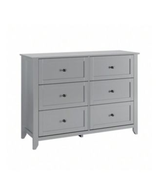 Modern 6 Chest Of Drawer Dresser, Modern Dresser With Deep Drawers And Nickel Round Handle, Wood Organizer Storage Cabinet For Bedroom