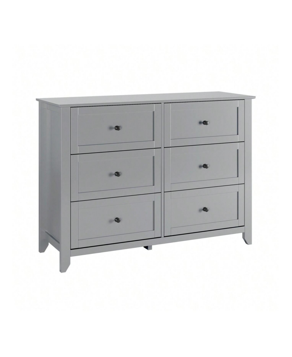 Modern 6 Chest Of Drawer Dresser, Modern Dresser With Deep Drawers And Nickel Round Handle, Wood Organizer Storage Cabinet For Bedroom, Living Room, H