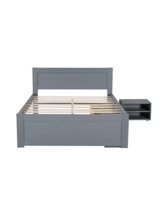Streamdale Full Size Platform Bed With Drawer And Two Shelves, Gray