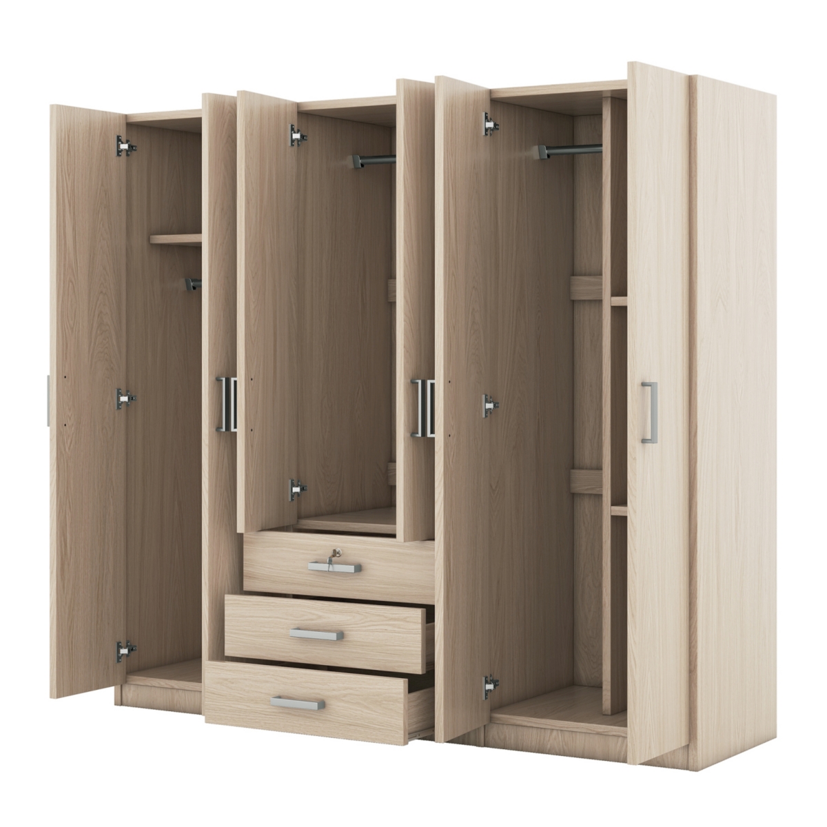 Streamdale Furniture 6-Doors Wooden Wardrobe Storage for Bedroom, with Big Drawers