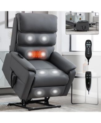 Streamdale Cat-Proof Leather Power Lift Recliner Chair with Massage
