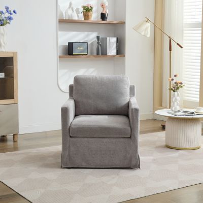 Streamdale Gray Chenille Swivel Accent Chair with Cushions