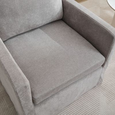 Streamdale Gray Chenille Swivel Accent Chair with Cushions