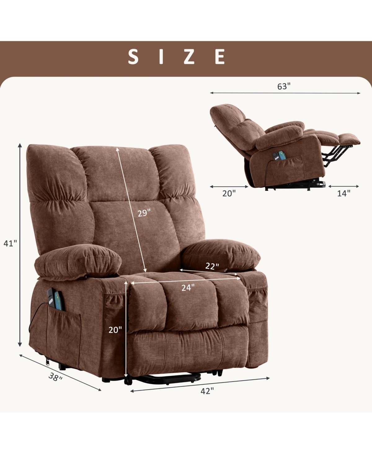 Boyel Living Power Lift Recliner Chair Recliners for Elderly with Heat and Massage Recliner Chair