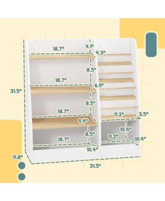 4 Tier Kids Bookshelf and Toy Storage Organizer with Book Rack,