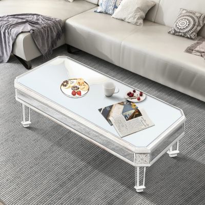 Vintage Silver Mirrored Coffee Table (48"L x 24"D)