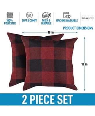 Buffalo Plaid Polyester Durable Anti-Fade 2 Piece Throw Pillow Covers, 18x18 Inches