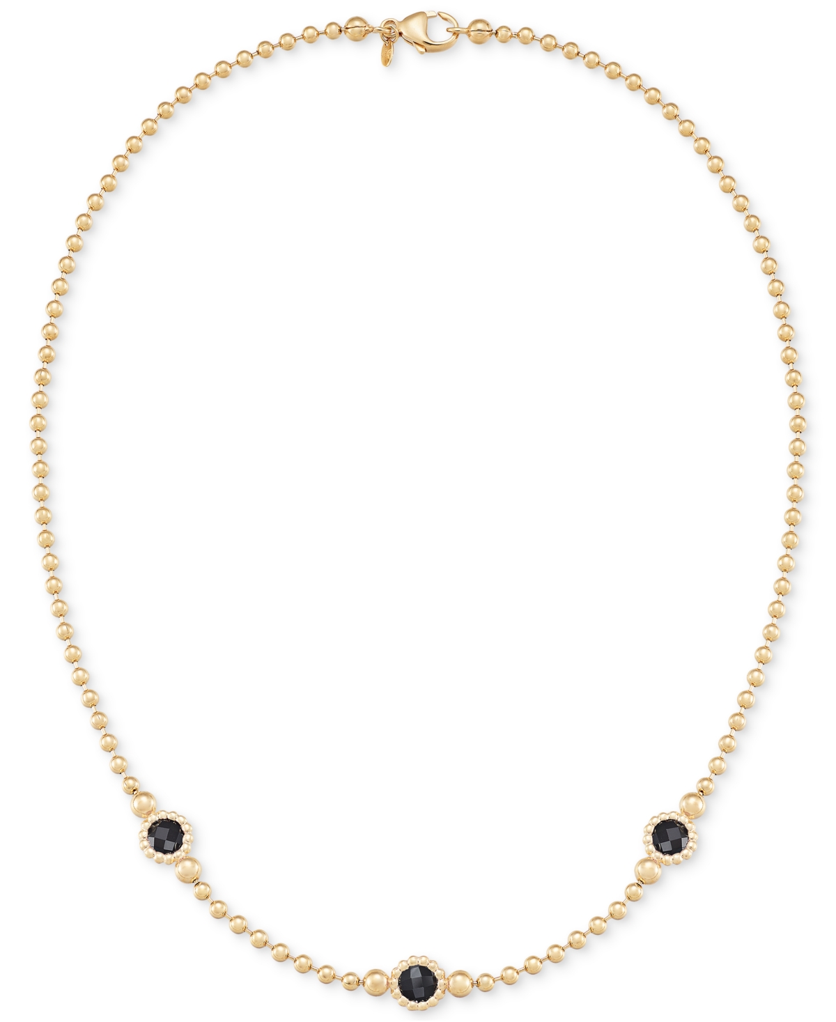 Macy's Amethyst Three Stone Bezel 18" Collar Necklace (3 Ct. T.w.) In 14k Gold-plated Sterling Silver (also In Onyx