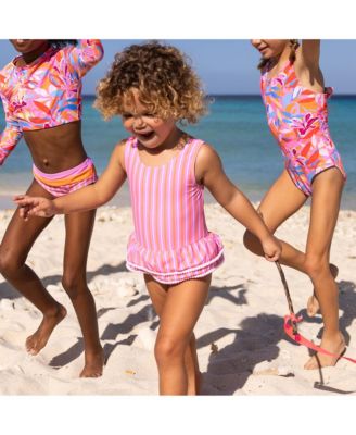 Girls Stripy Sunset Sustainable Skirt Swimsuit