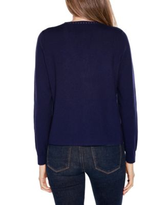 Women's Black Label Embroidered Open-Front Cardigan Sweater