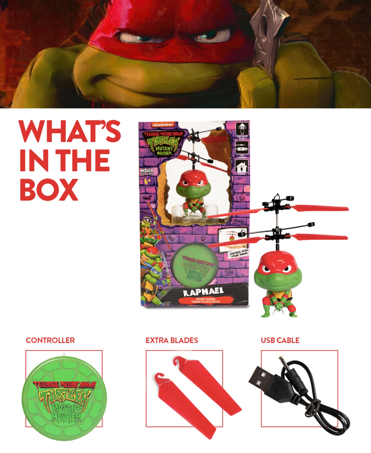 World Tech Toys Tmnt Raphael Flying Ufo Helicopter In Multi