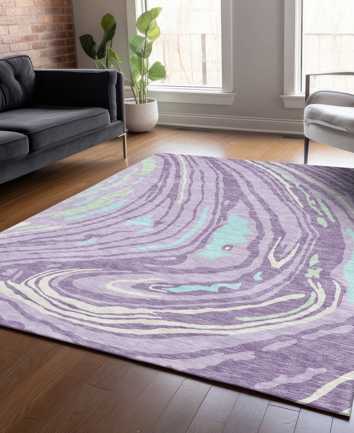 Addison Chantille Mahine Washable Acn1051 9'x12' Area Rug In Lavender