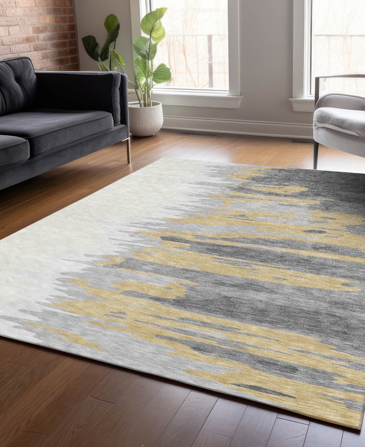 Addison Chantille Mahine Washable Acn1050 8'x10' Area Rug In Gray