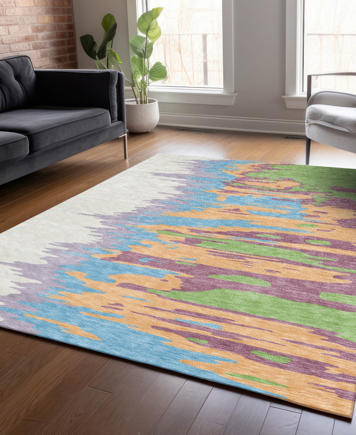 Addison Chantille Mahine Washable Acn1050 8'x10' Area Rug In Peach