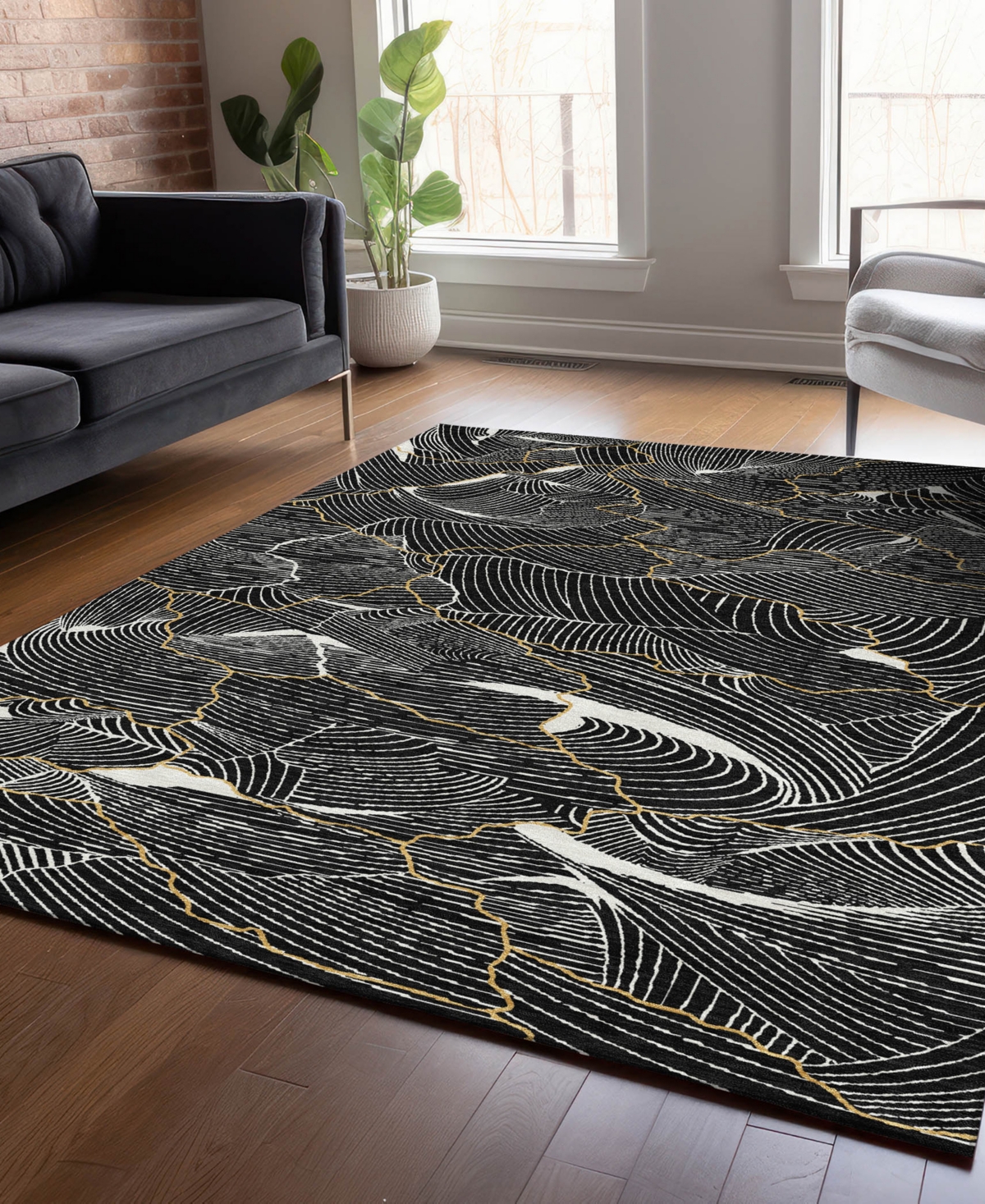 Addison Chantille Mahine Washable Acn1048 5'x7'6" Area Rug In Black