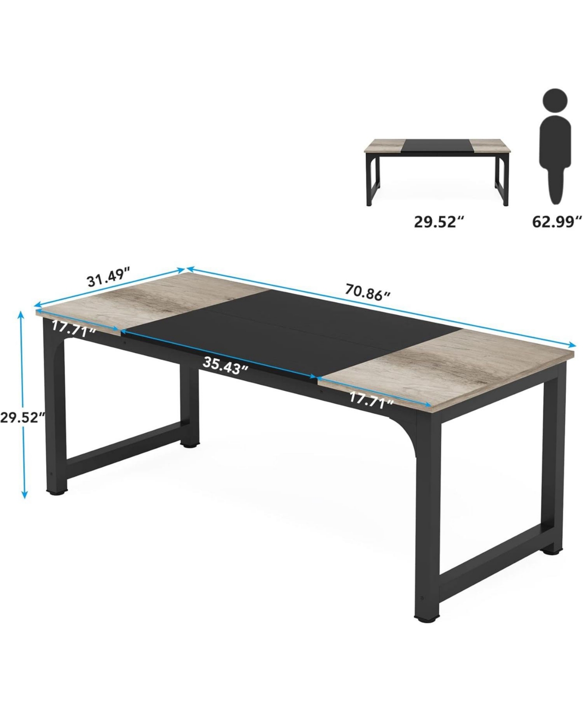 Tribesigns 70.8”Executive Desk, Office Computer Desk with Thicken Frame, Modern Simple Workstation Business Furniture for Home Office - V