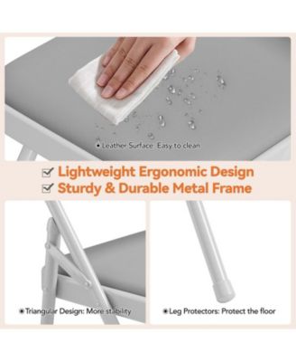 Folding Chairs 4 Pack Metal Portable Metal Chairs with Cushions