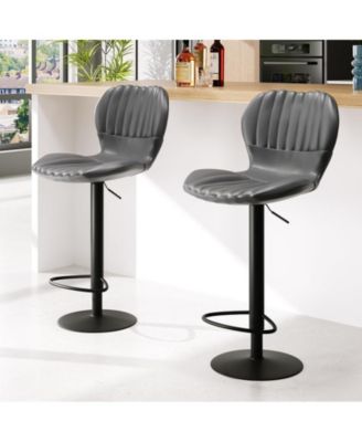 Set of 4 Adjustable Swivel Bar Stools with High Backrest, Easy Assembly for Kitchen Island and Home Bar