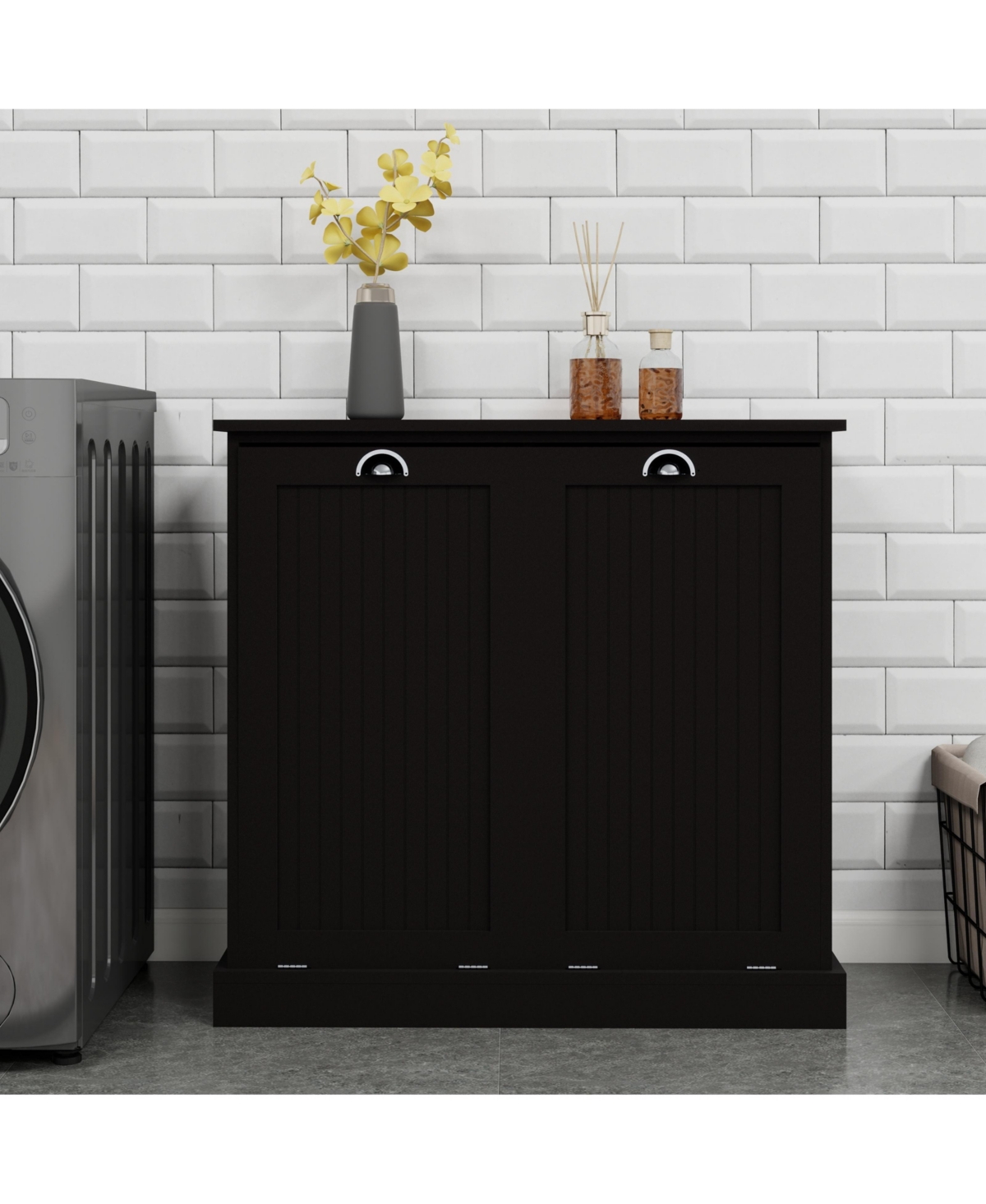 Streamdale Furniture Two-Compartment Tilt-Out Laundry Sorter Cabinet