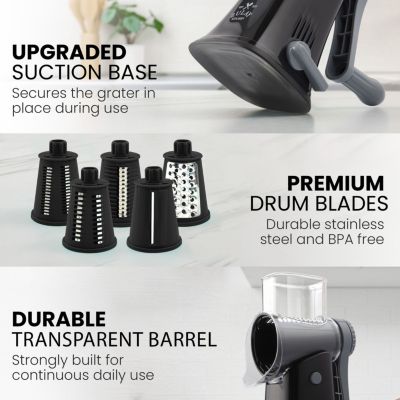 Rotary Cheese Grater with 5 Interchangeable Stainless Steel Blades