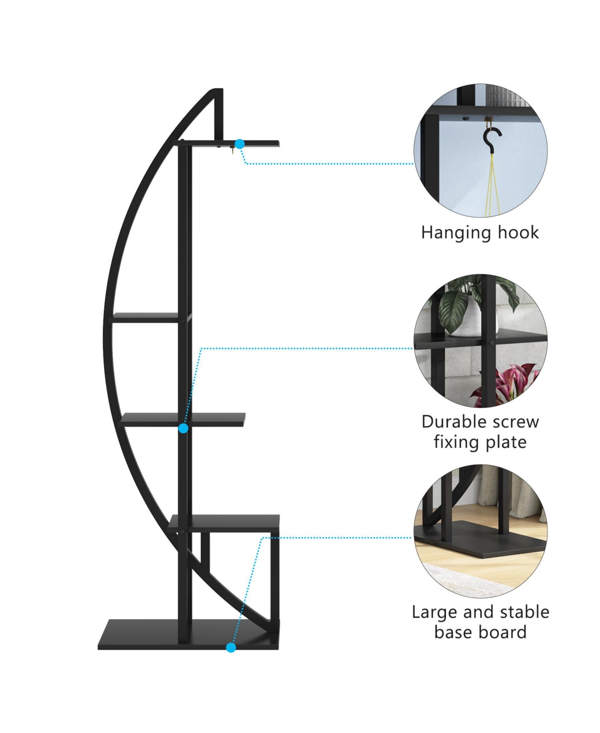 Tribesigns Multi-Purpose Curved Display Shelf Bonsai Flower Plant Stand Rack,5-Tier Plant Stand Pack of 2
