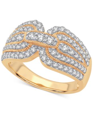 Macy's - Diamond Multirow Milgrain Bead Statement Ring (1 ct. t.w.) in 14k Gold
