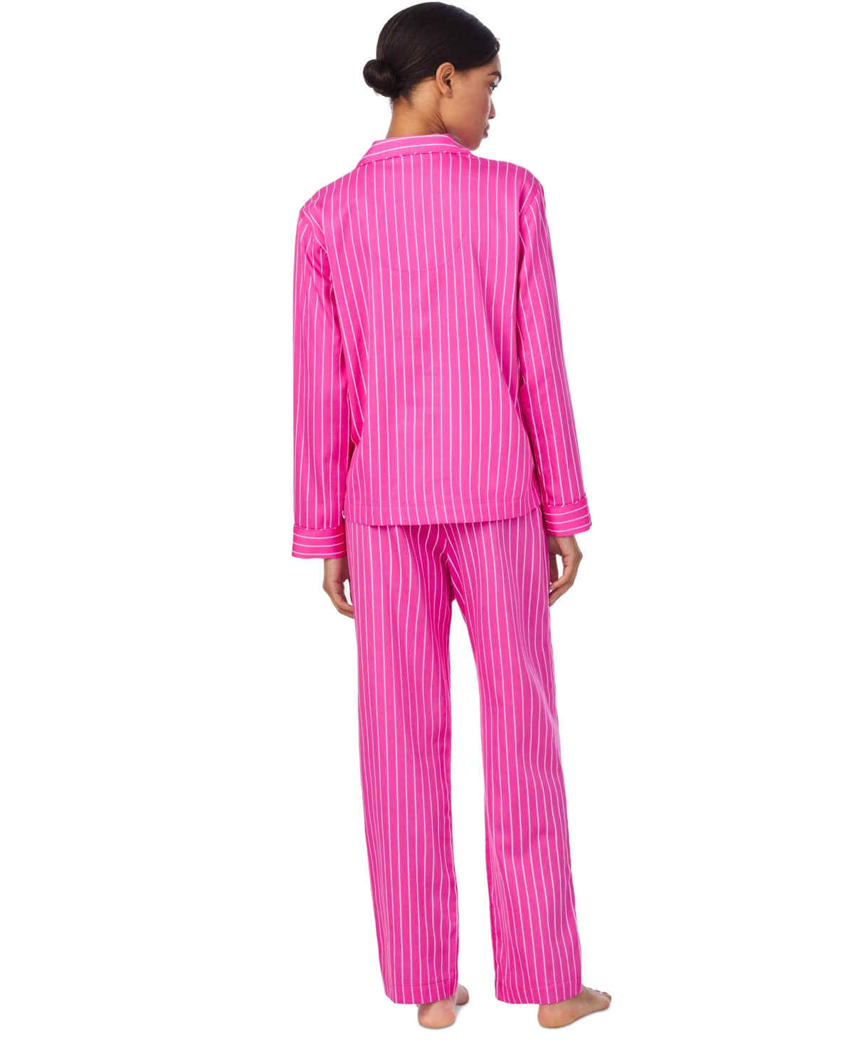 Ralph Lauren Women's Printed Notched-collar Pajama Set In Pink Stripe