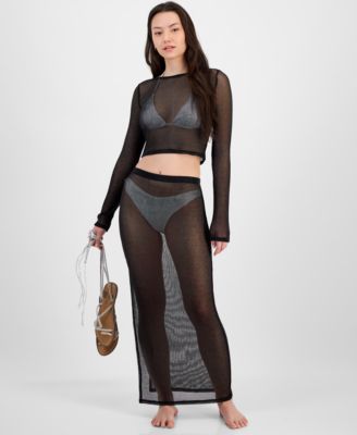 Juniors Metallic Mesh Cover Up Top Metallic Mesh Skirt Cover Up Exclusively At Macys