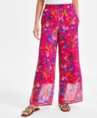 I.N.C. International Concepts Women's Floral-Print Wide-Leg Pull-On Pants, Exclusively at Macy's