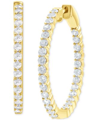 Macy's - Diamond In & Out Hoop Earrings (2 ct. t.w.) in 14k Gold
