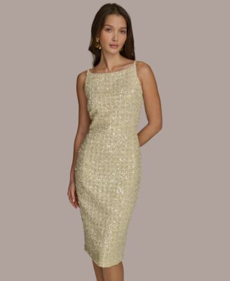 【Donna Karan New York】Square-Neck Chain-Trim Dress Donna Karan New York Women's Square-Neck Chain-Trim Dress