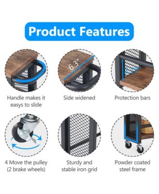 4-Tier Narrow Rolling Carts with Wheels and Handle,Slim Storage Cart