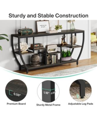 Rustic Console Table with Storage and Shelves,70.9 Inch Long Industrial Entryway Table TV Stand