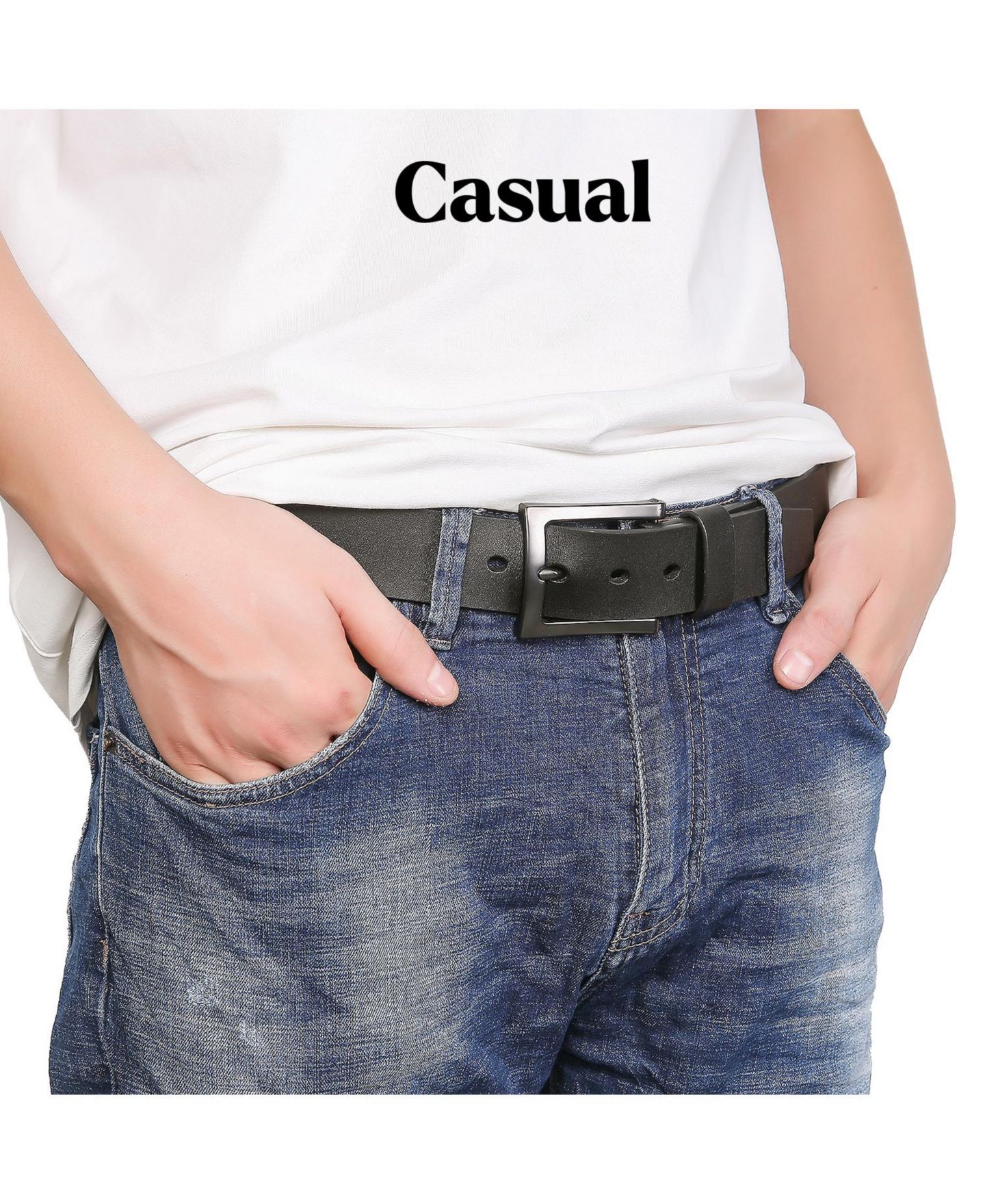 Мужской ремень Gallery Seven Mio Marino Intrepid Casual Prong Belt, цвет: Глубокий угольный — фото 14