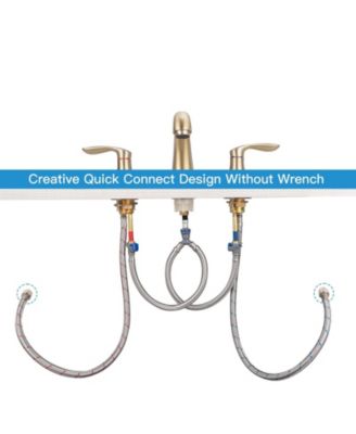 Bathroom Sink Faucet, Widespread Brushed Bathroom Faucet 3 Hole