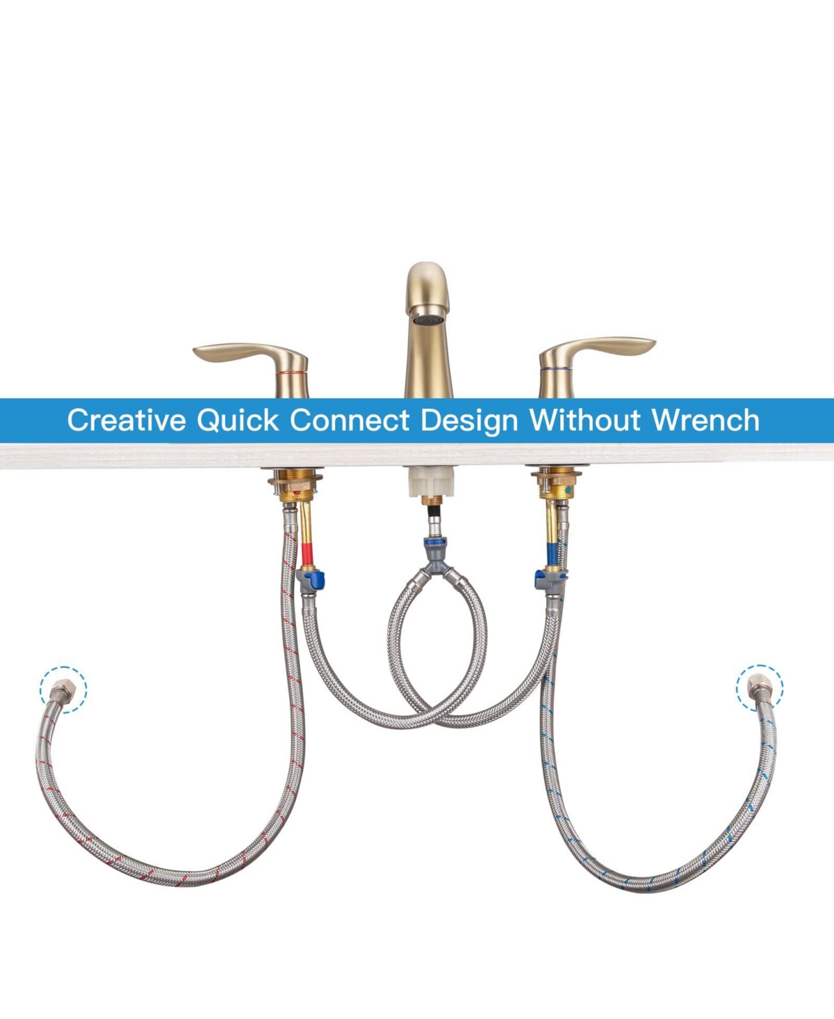 gaomon Bathroom Sink Faucet, Widespread Brushed Bathroom Faucet 3 Hole