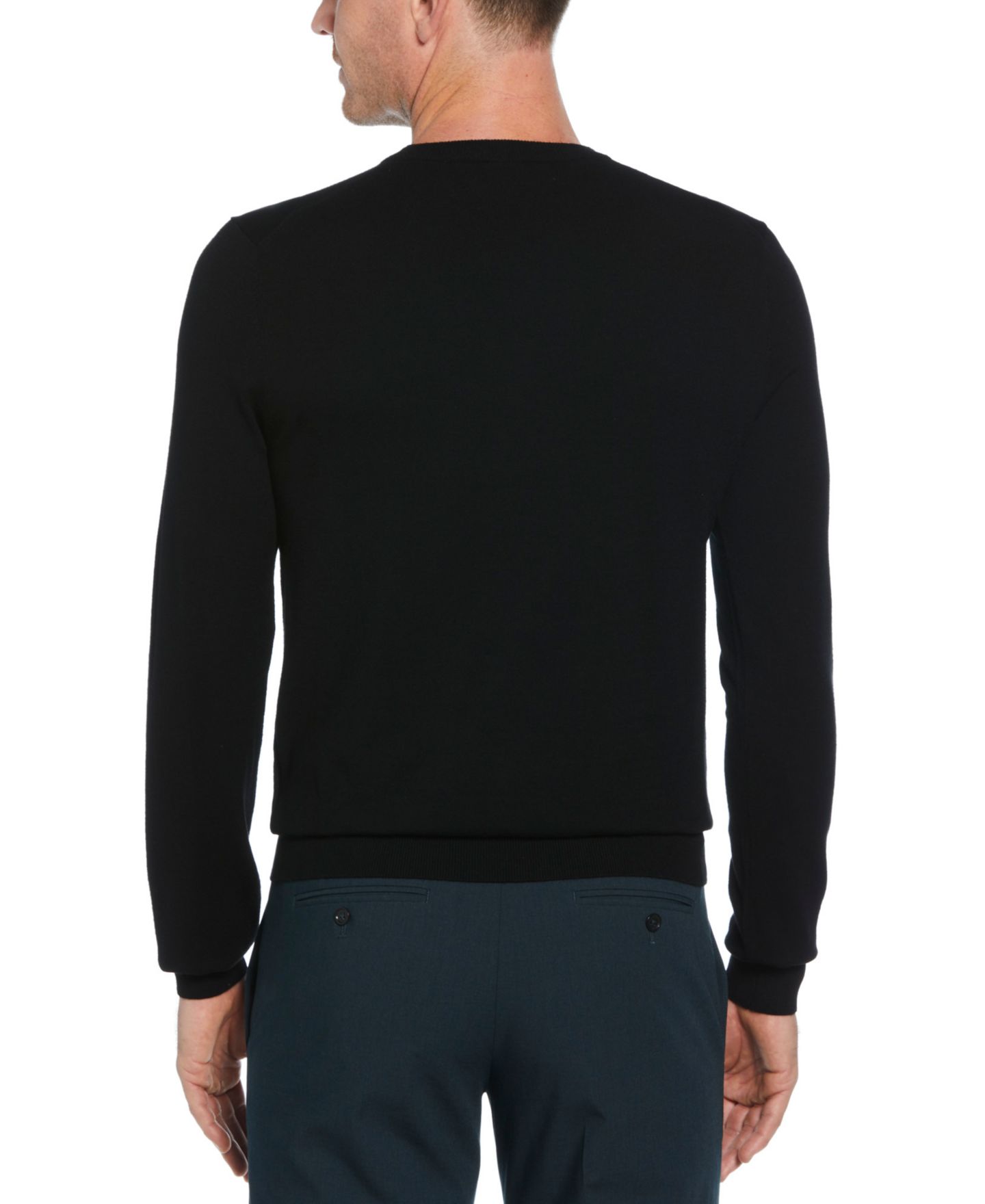 Мужской свитер Perry Ellis Crewneck Tech Pullover, цвет: Чёрный — фото 3