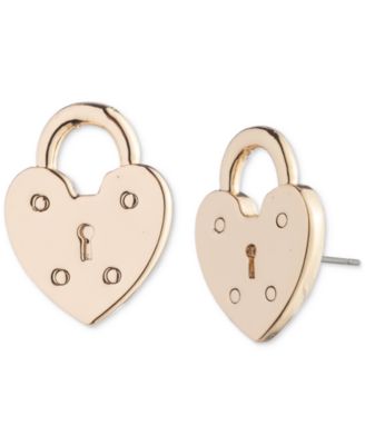 Lauren Ralph Lauren - Gold-Tone Heart Lock Stud Earrings