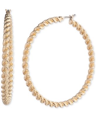 Lauren Ralph Lauren - Gold-Tone Medium Rope Hoop Earrings, 1.6"