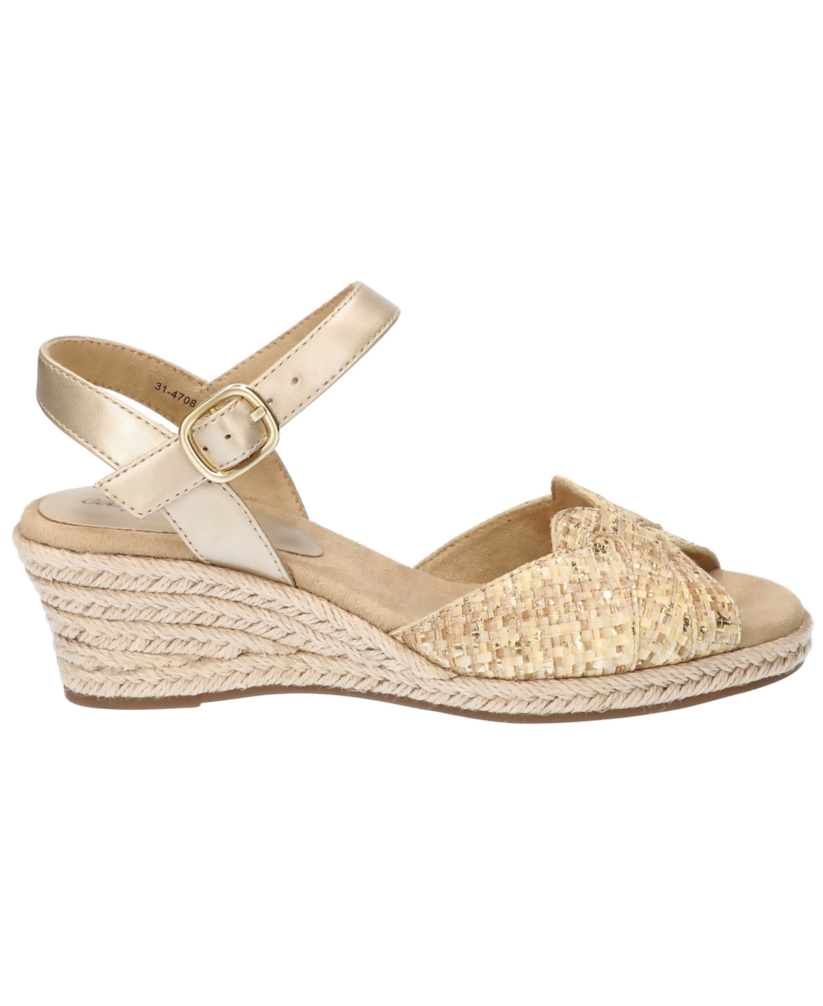 Shop Easy Street Women's Miramar Espadrille Wedge Heel Sandals In Metallic Woven Ombre