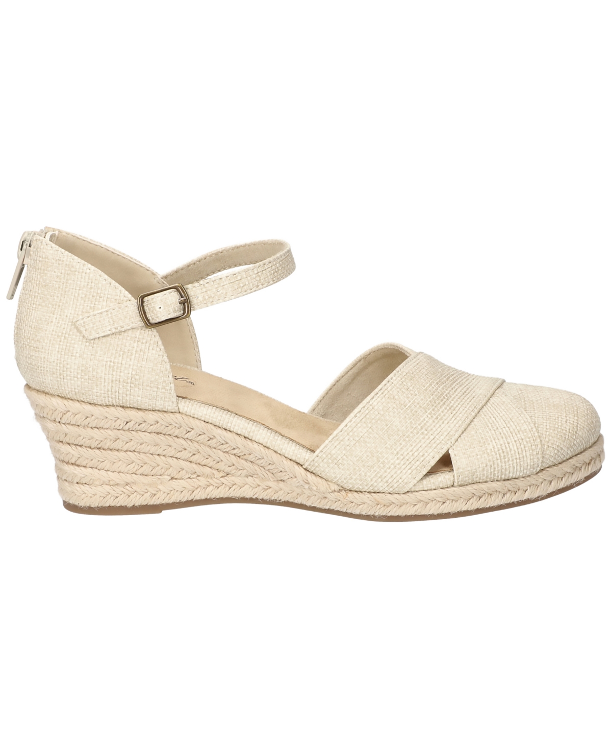 Shop Easy Street Women's Coast Espadrille Wedge Sandals In Natural Linen Embossed